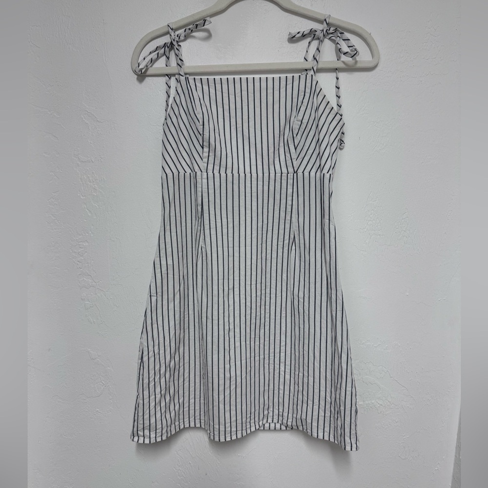 Grey and White Stripe Mini Dress